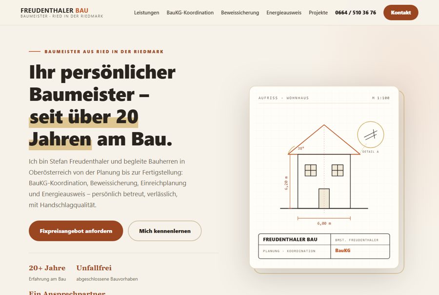 Website Freudenthaler Bau GmbH
